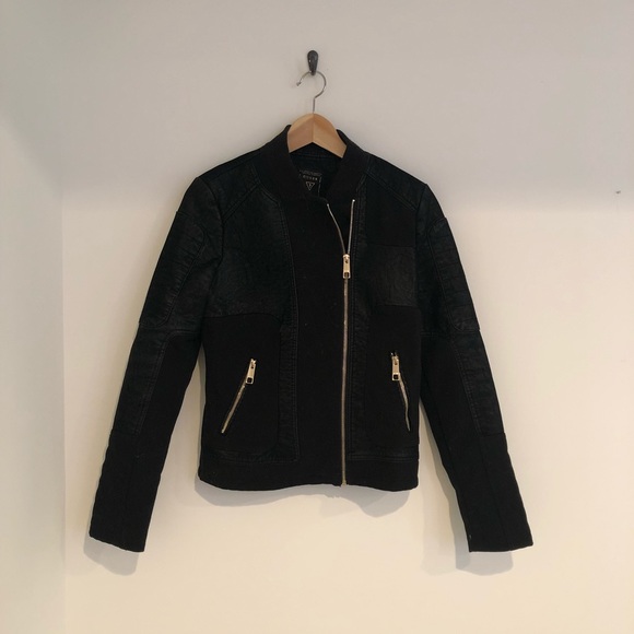 Fall Guess Black Moto Jacket Size Small - Picture 1 of 4